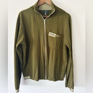 Vintage Versace Jeans Couture Olive Wool Blend Zip Sweater, Size S, Y2K